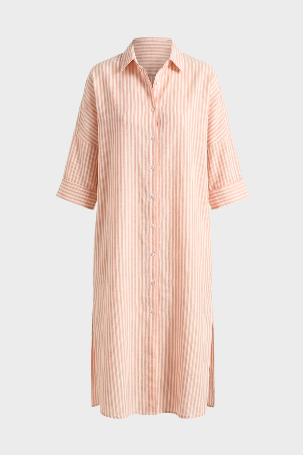 Striped Shirt Dress for Women with Button Placket