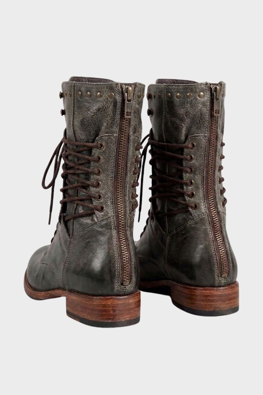 Women's Mid-Calf Lace-Up Boots | Low Block Heel