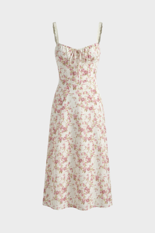 Summer Dress for Women Midi Dress with Floral Pattern and Straps