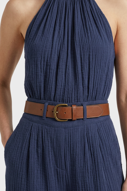 Women's High-Neck Jumpsuit | Wide-Leg