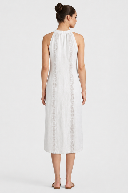 Women's Lace-Trim Linen Maxi | Slit