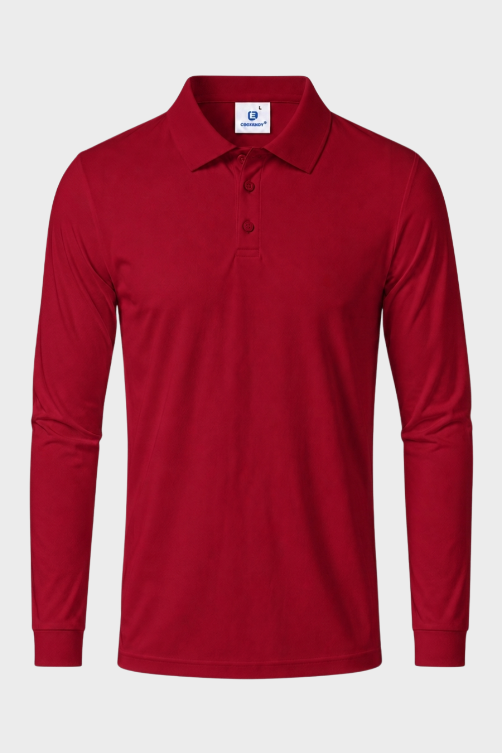 Men's Long Sleeve Polo Shirt with Button Placket