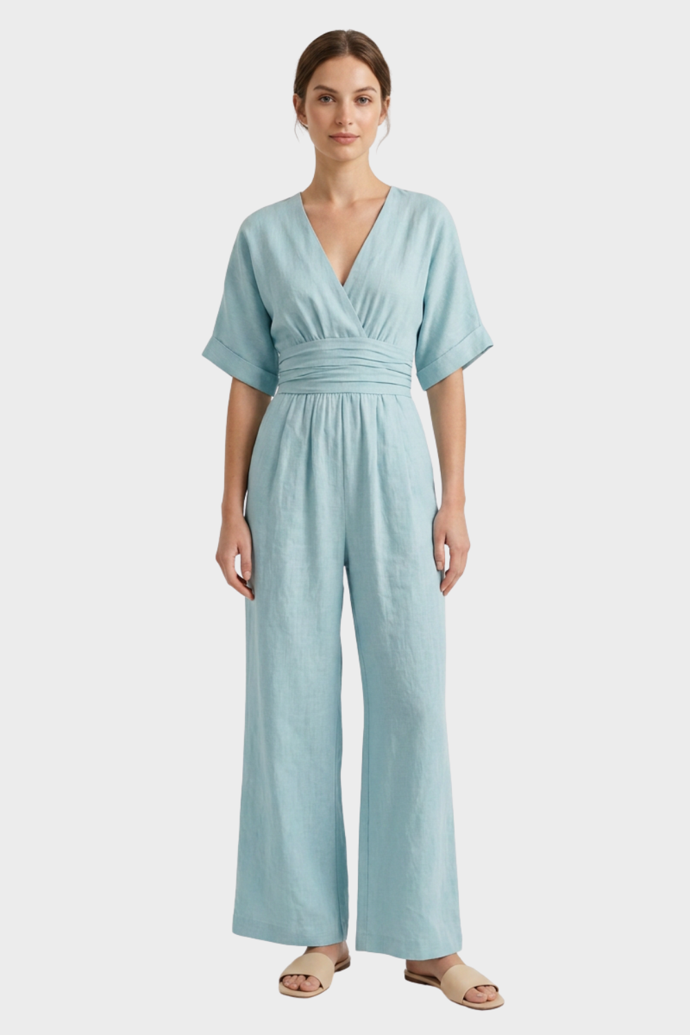 Women's V-Neck Jumpsuit | Wide-Leg