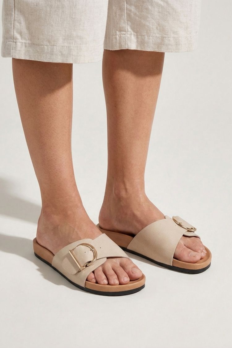 Women's Mules with Buckle and Footbed