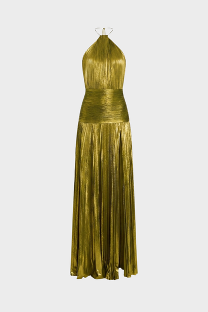 Women's Metallic Halter Maxi | Slit