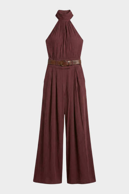 Women's High-Neck Jumpsuit | Wide-Leg