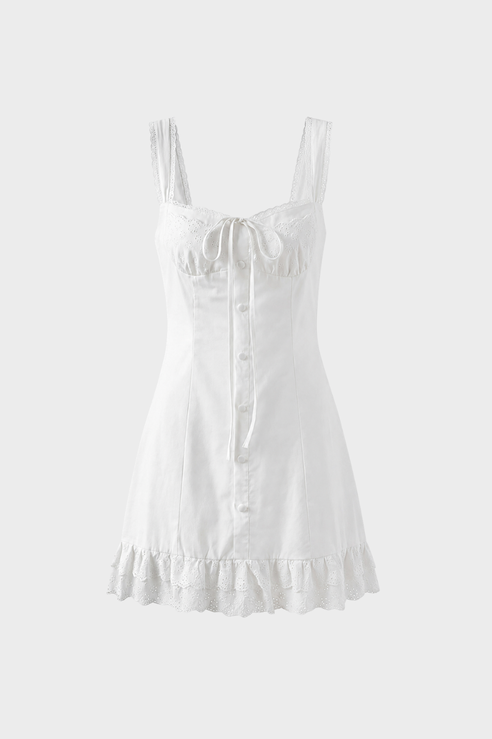 Summer Dress for Women - Strappy Dress with Button Placket