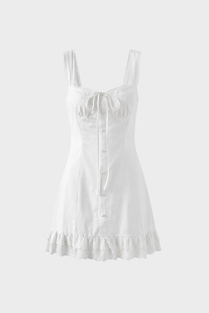 Summer Dress for Women - Strappy Dress with Button Placket
