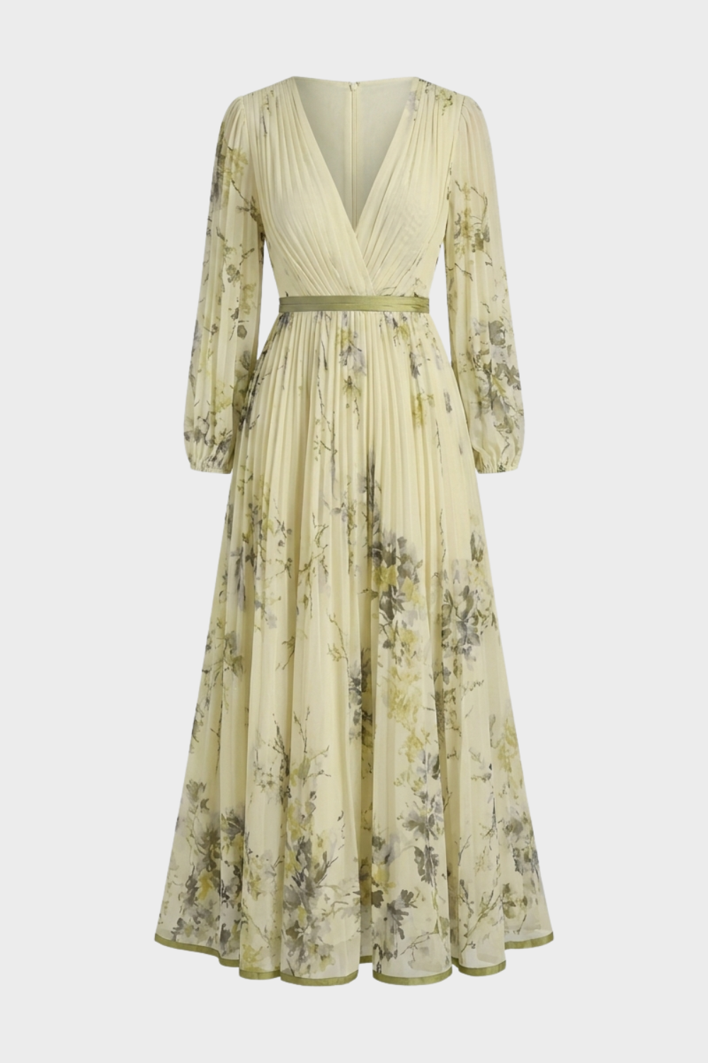 Women's Pleated Maxi Dress | V-Neck