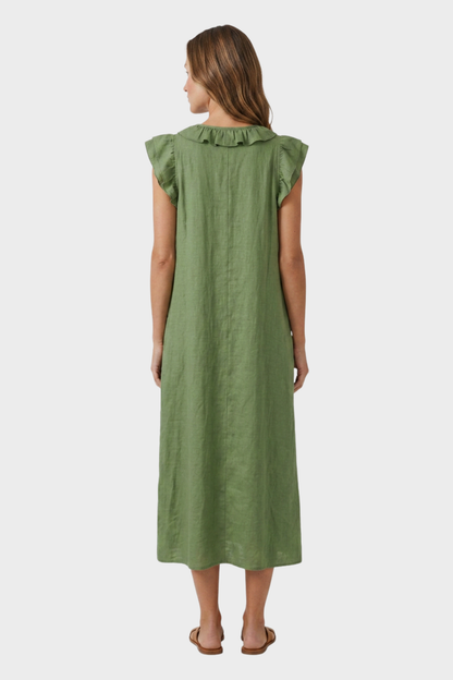 Women's Linen-Look Maxi Dress | Ruffle