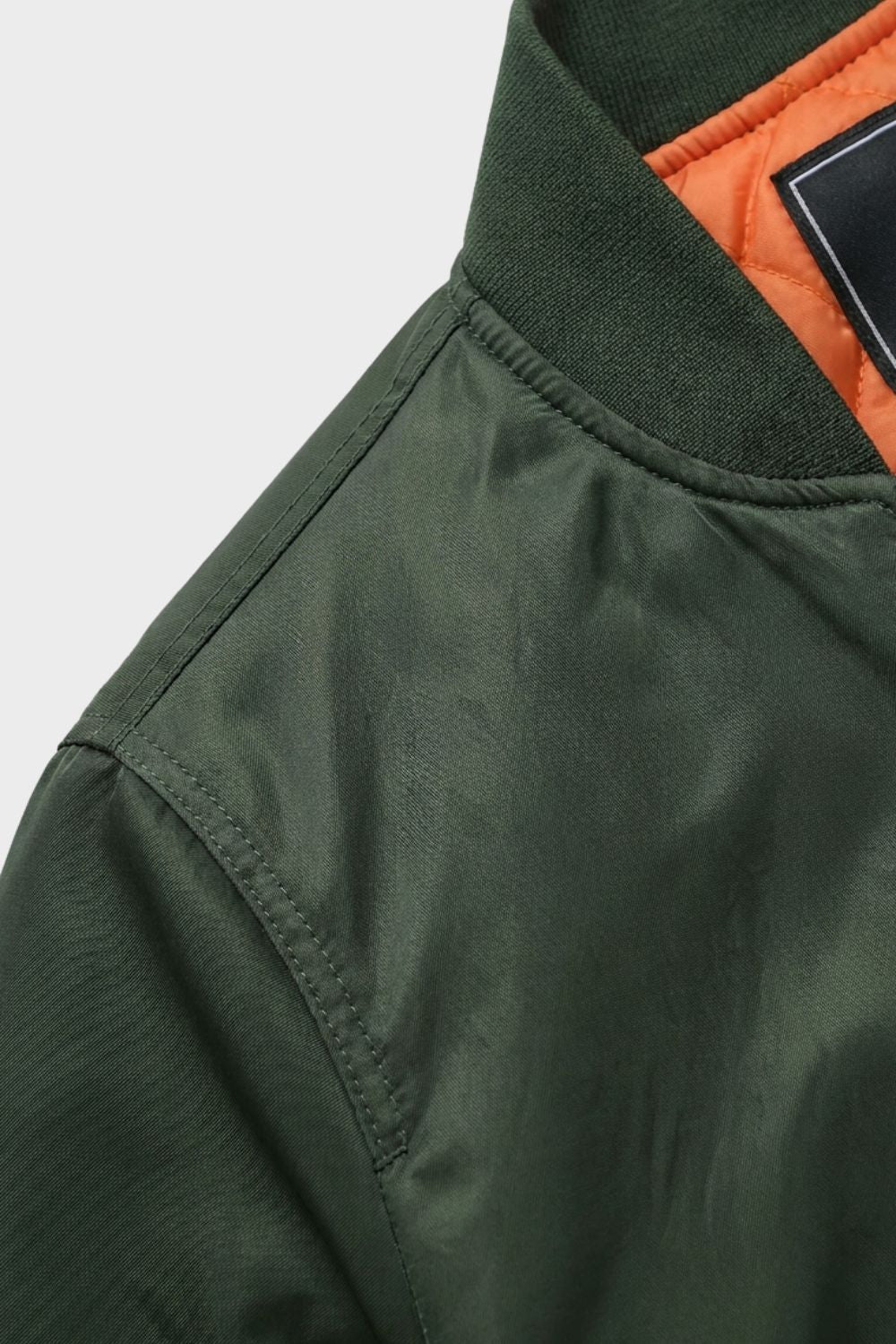 Men's Padded Bomber Jacket with Zip and Stand-Up Collar