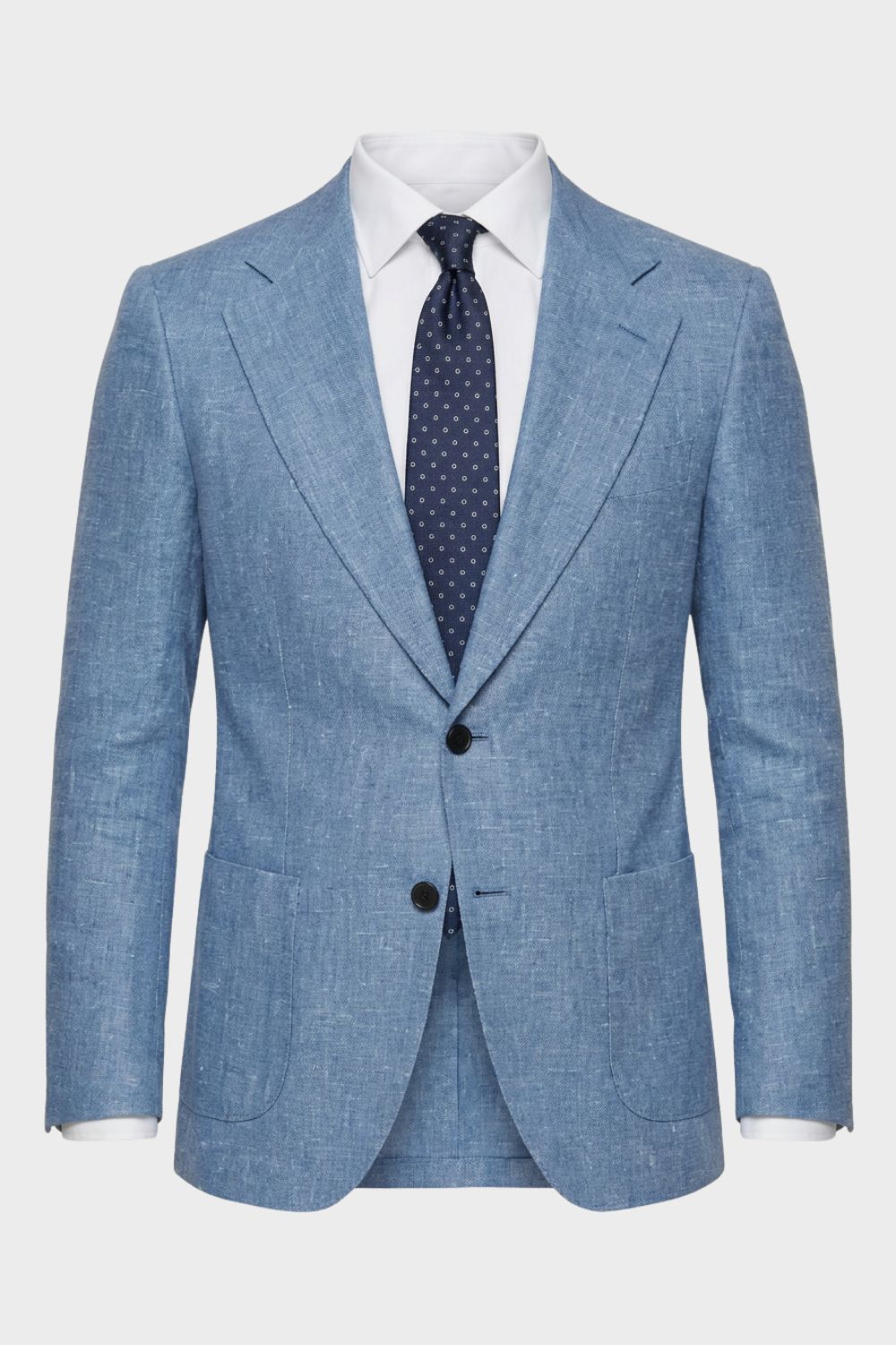 Men's Blazer in Linen Look with Notched Lapel and Button Closure