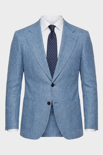 Men's Blazer in Linen Look with Notched Lapel and Button Closure