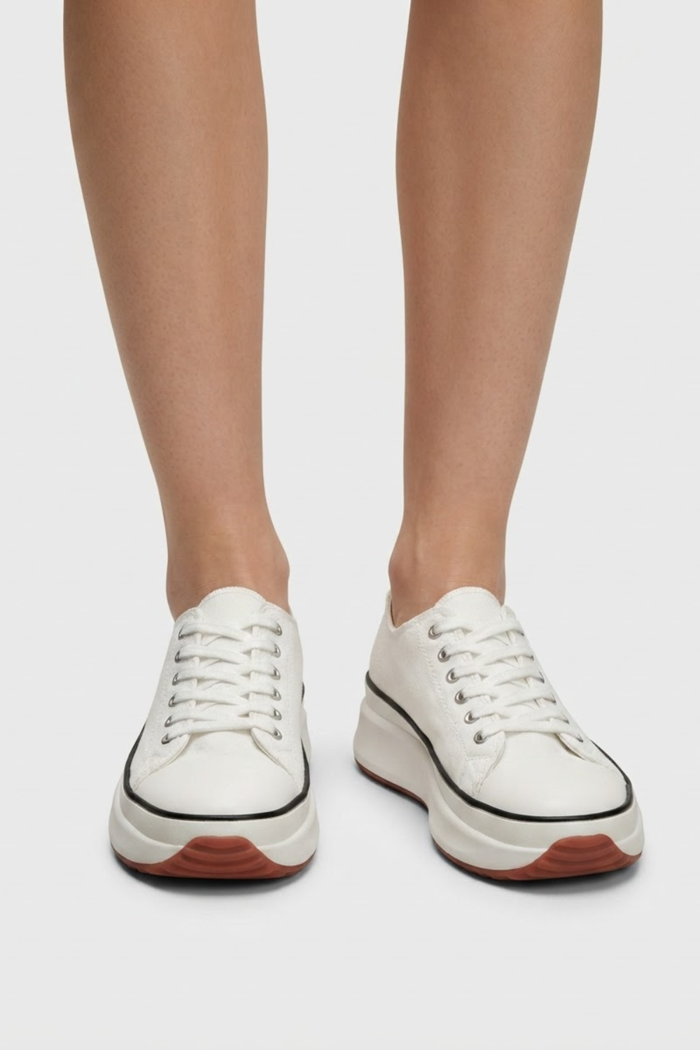 Women's Low Top Sneakers with Lacing and Rubber Cap
