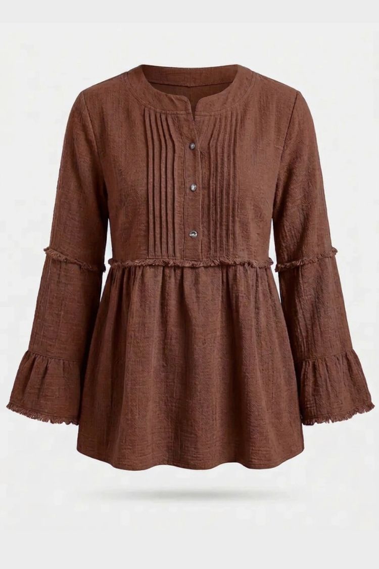 Women's Peplum Blouse | Frayed Sleeves