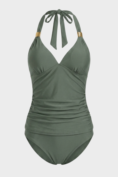 Women's Halter One-Piece Swimsuit | Ring Detail