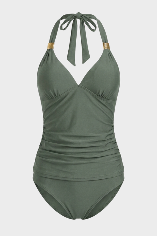 Women's Halter One-Piece Swimsuit | Ring Detail