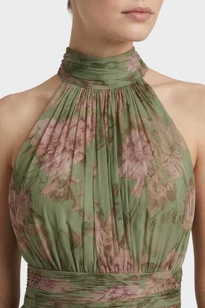 Women's Floral Halter Maxi | Chiffon