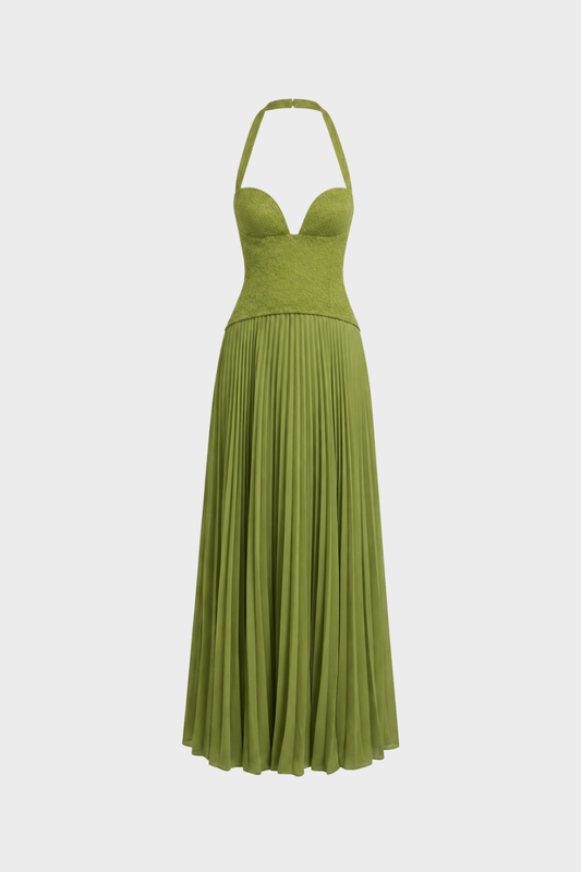 Women's Corset Pleated Maxi | Halter