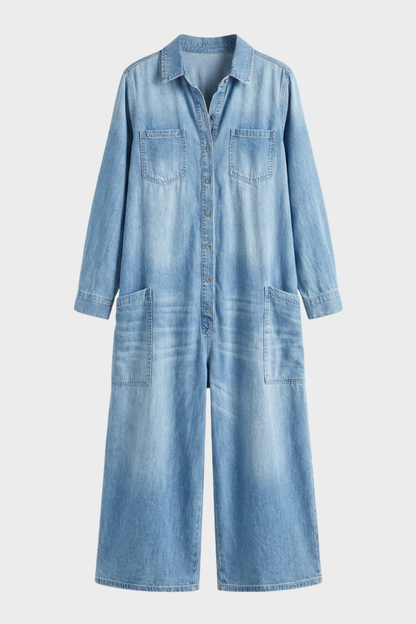 Women's Denim Jumpsuit | Collared
