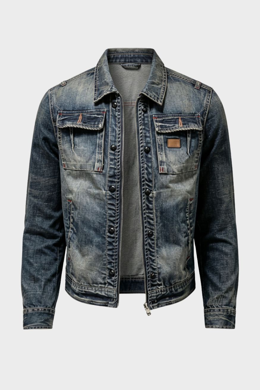Men's Trucker Jacket | Chest Pockets — Blue