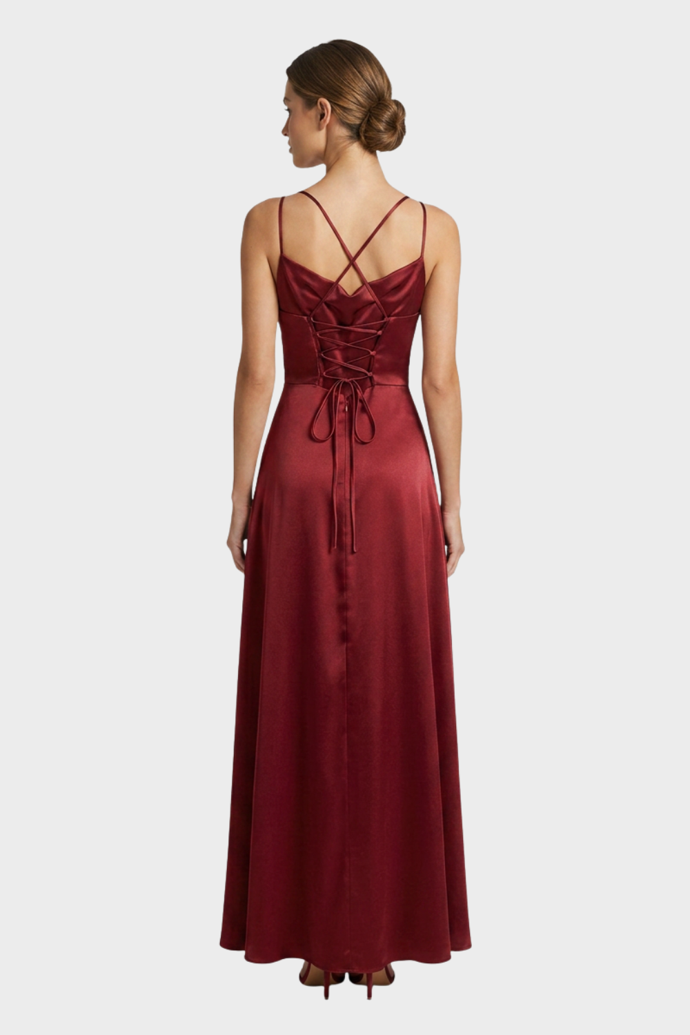 Women's Cowl-Neck Satin Maxi | Slit