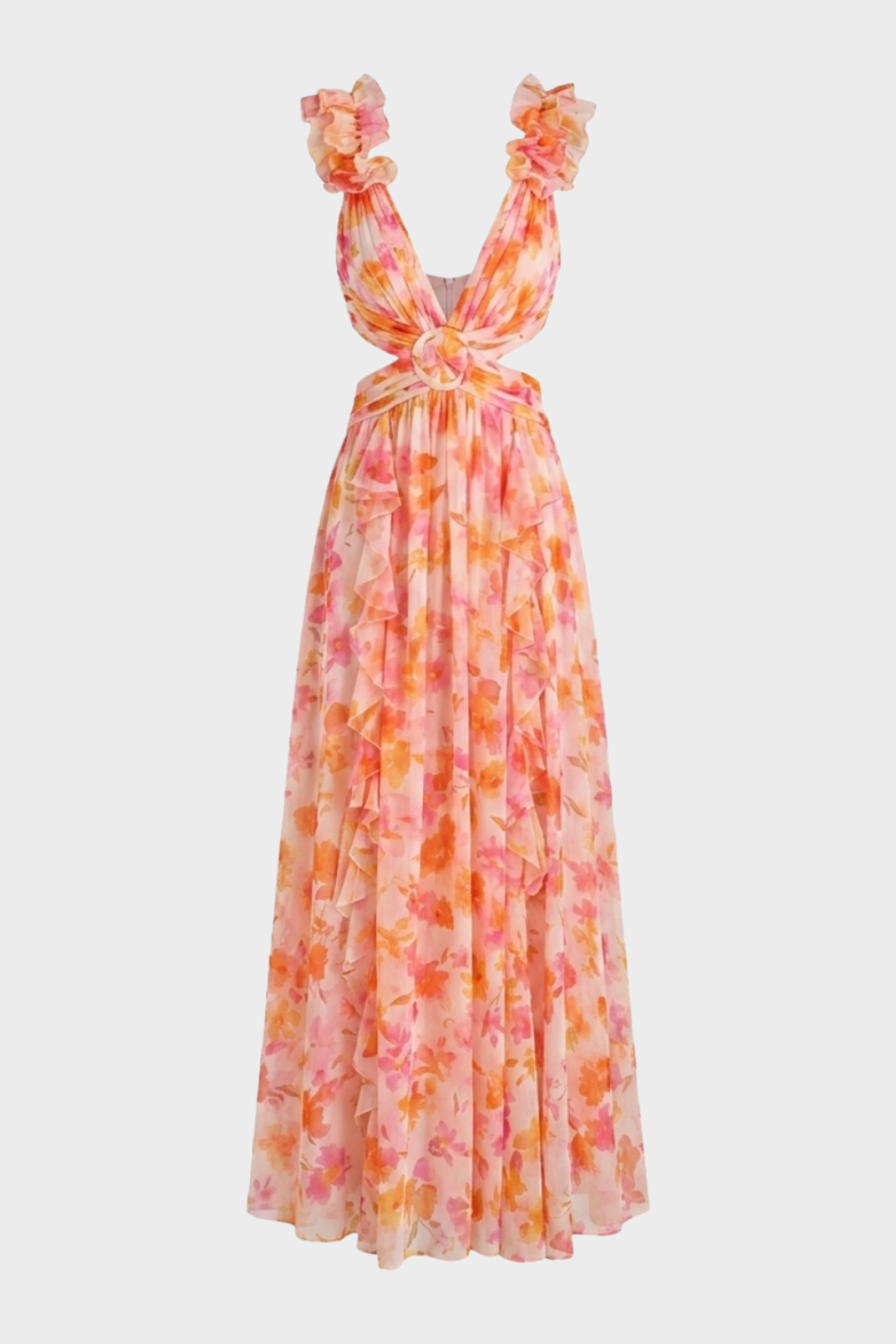 Women's Floral Maxi Dress | Cut-Out