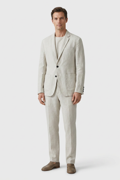 Men's Linen Suit with Jacket and Trousers