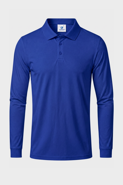 Men's Long Sleeve Polo Shirt with Button Placket