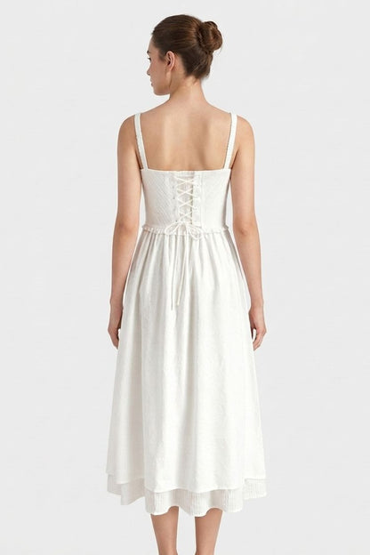Summer Dress for Women Midi Dress with Straps and Gathering