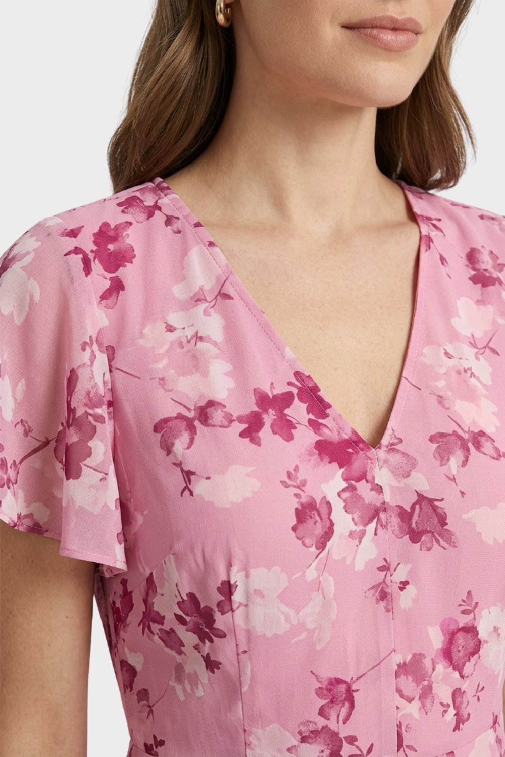 Women's Floral Maxi | Flutter Sleeve