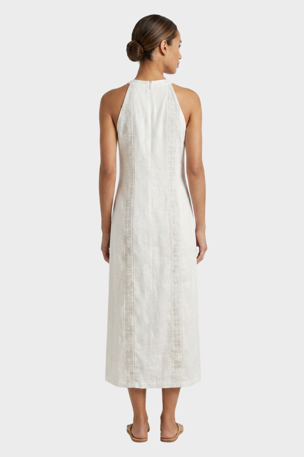Women's Lace-Trim Linen Maxi | Slit