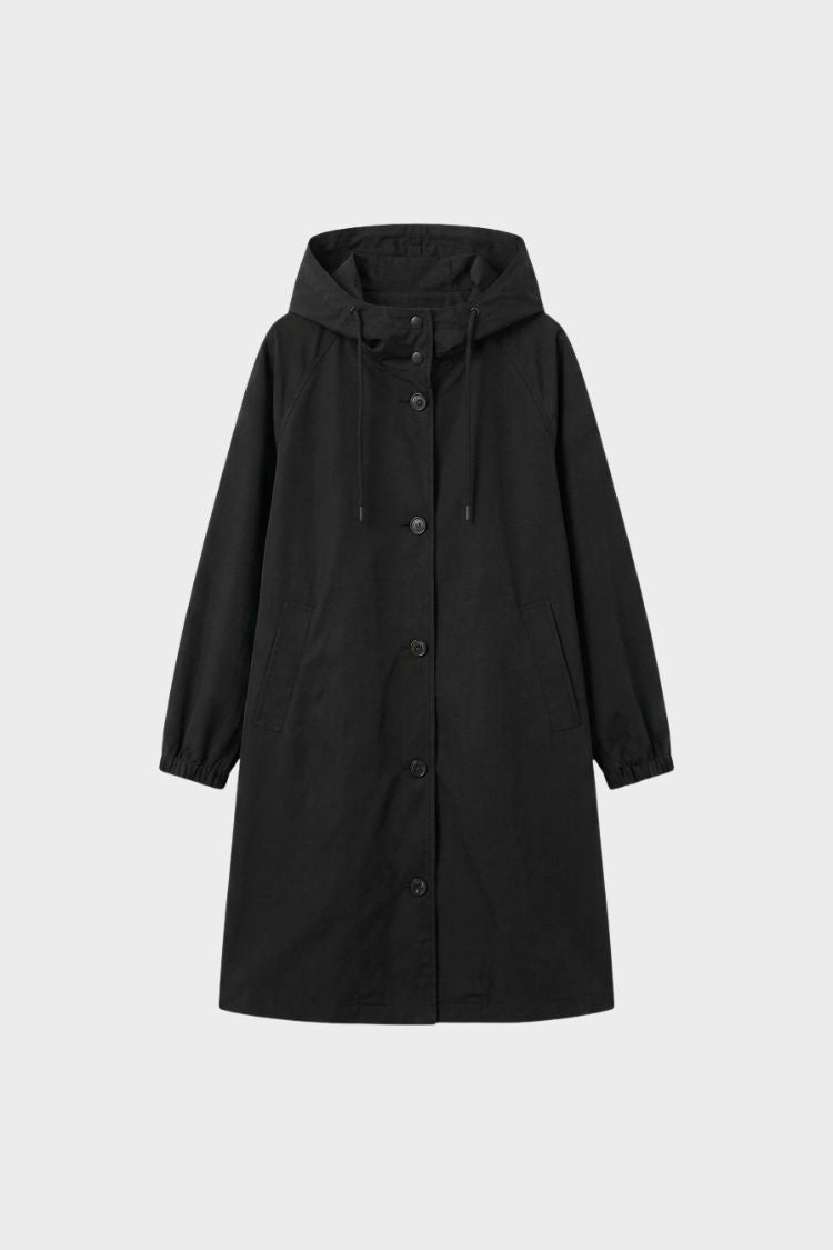 Women's Hooded Raincoat | Button-Front