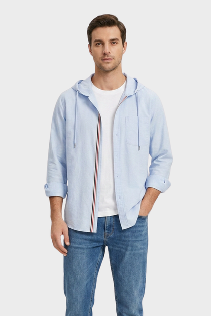 Men's Shirt Jacket with Hood and Zip