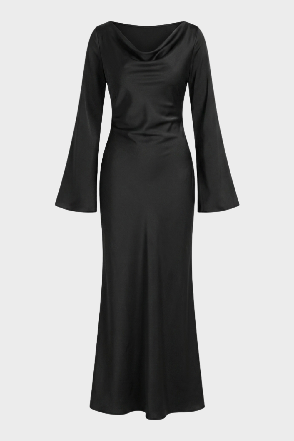 Women's Satin Maxi Dress | Long Sleeve