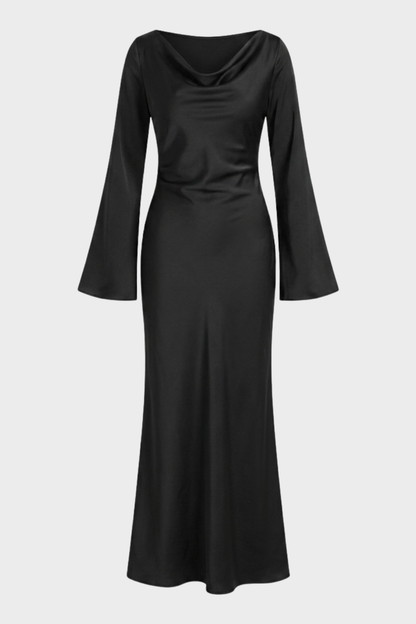 Women's Satin Maxi Dress | Long Sleeve