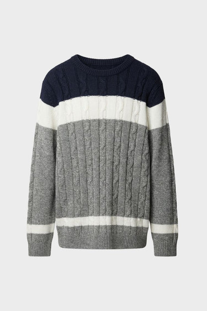 Men's Cable Sweater | Colorblock Panels
