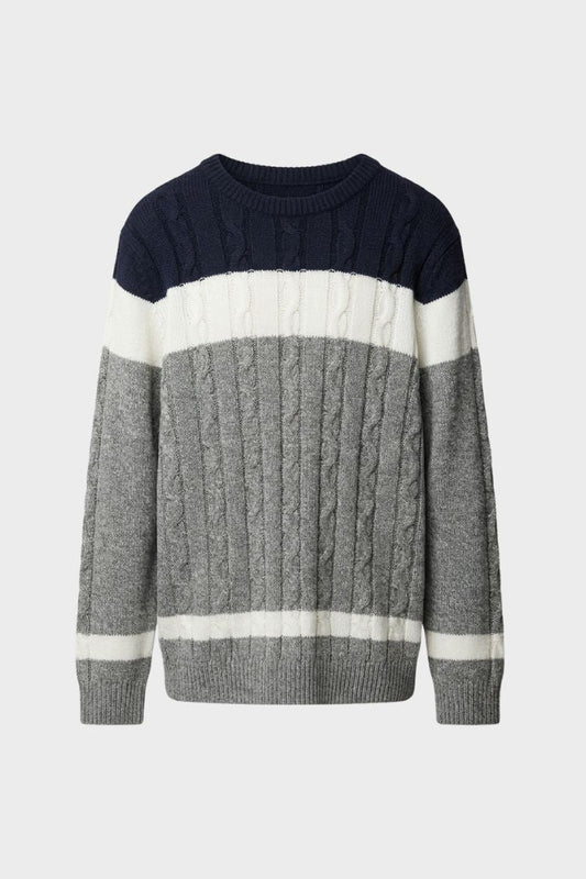 Men's Cable Sweater | Colorblock Panels