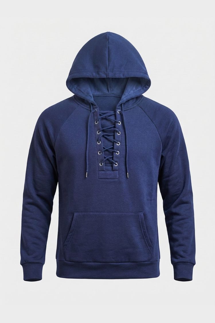 Men's Lace-Up Hoodie | Raglan Sleeve