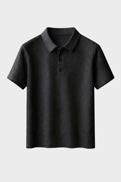 Men's Short Sleeve Polo Shirt with Button Placket