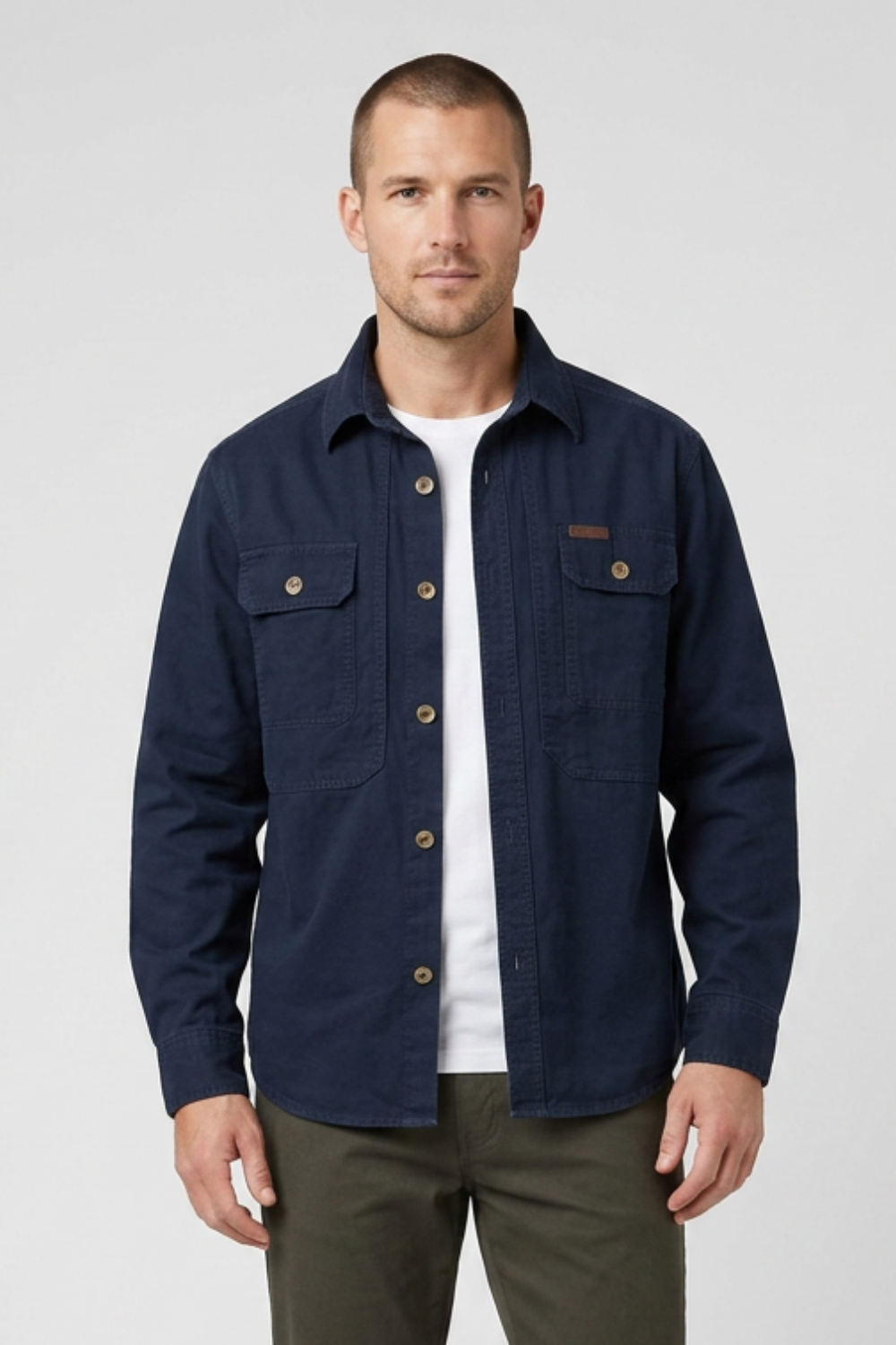 Men's Shirt with Chest Pockets and Button Placket