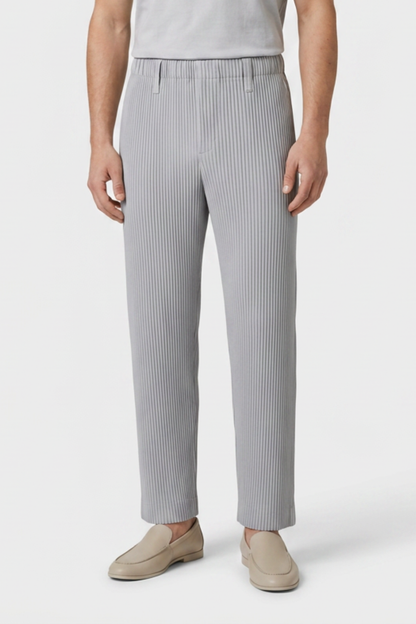 Men's Trousers with Elastic Waistband, Straight Cut, Ribbed