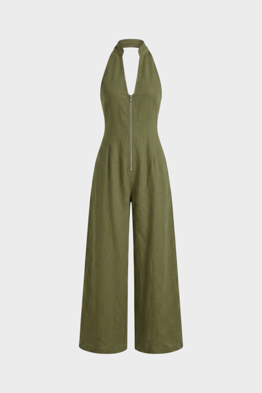 Women's Zip-Front Jumpsuit | Halter
