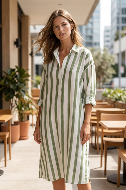 Women's Striped Shirt Dress | Maxi