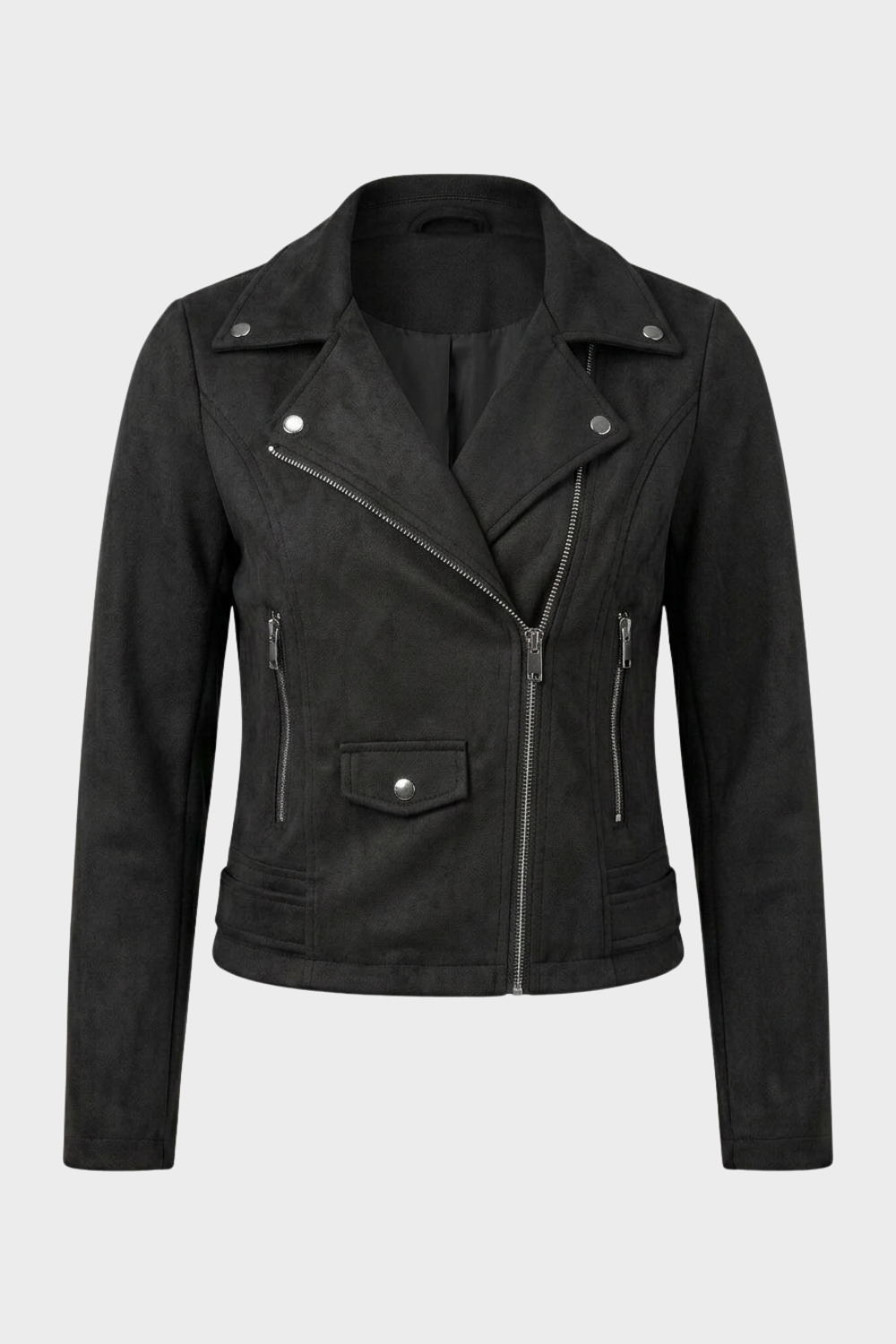 Women's Leather Biker Jacket with Zip