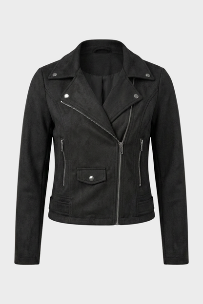 Women's Leather Biker Jacket with Zip