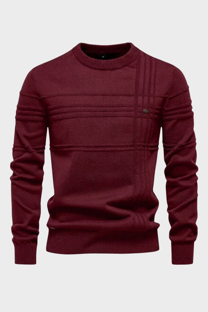 Men's Striped Crew Sweater | Ribbed Trim