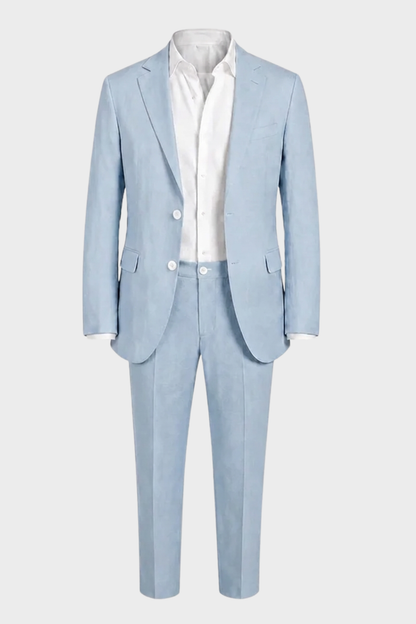 Men's Suit Two-Piece with Notched Lapel and Button Placket
