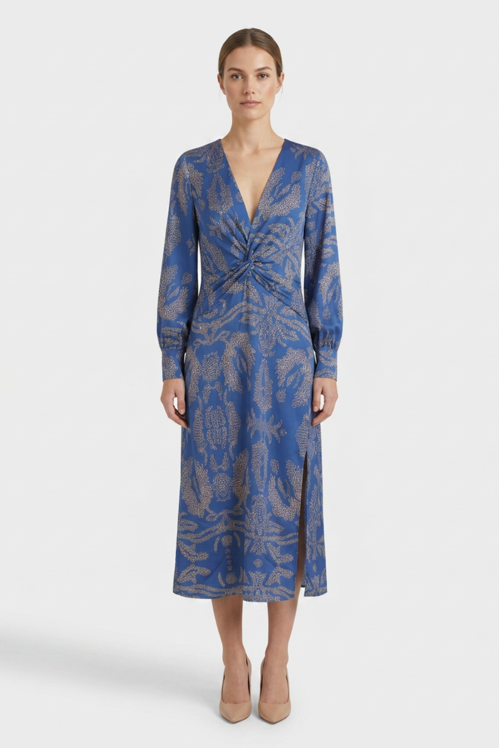 Midi Dress for Women in Wrap Style with V-Neck