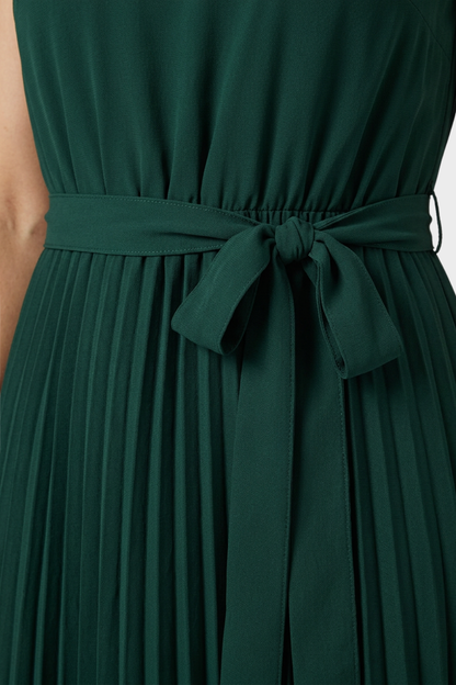 Women's Pleated Midi Dress | Belted